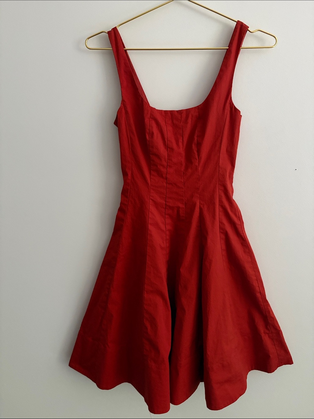 Staud Wells Mini Dress in Burnt Orange A-Line Fit & Flare Zip Back Lined Size 00
